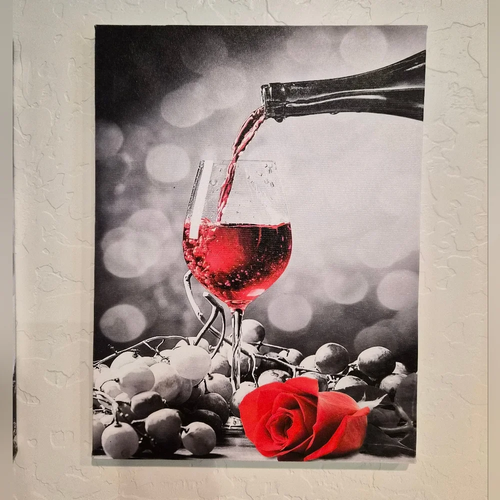 Red Wine and Roses Wall Art Set of 3